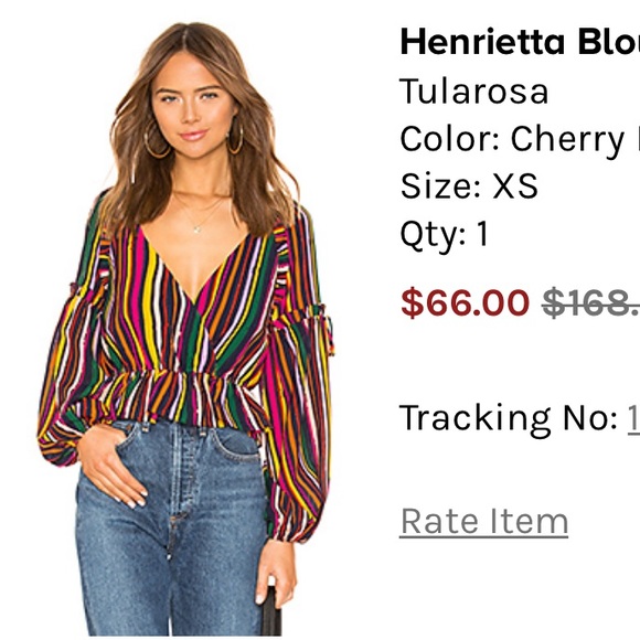 Tularosa Henrietta Rainbow Stripe Top Blouse - Picture 2 of 9